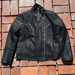 Bellivera Jacket Womens XXL Black Faux Leather Cropped Biker Jacket